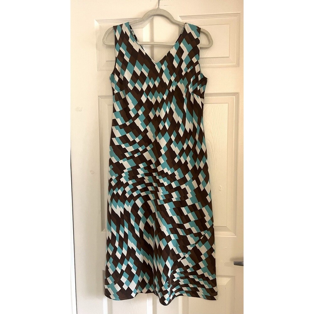 Diane von Furstenberg Silk Sleeveless Shift Dress S Geometric Diamond Artsy Glam